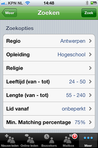 Match4me op je iPhone