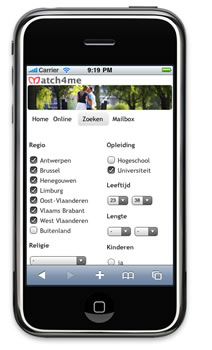 Mobiele site Match4me.be